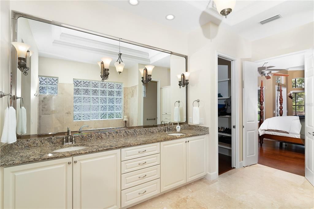 Spacious master bath with oversized walk-in closet.