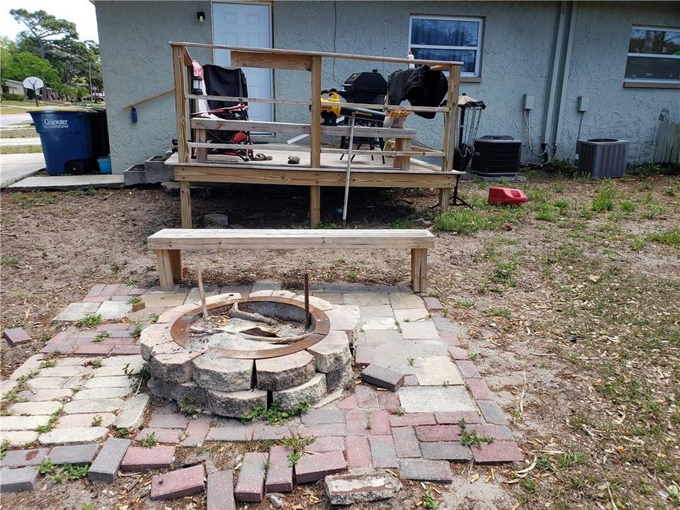 Same deck showing fire pit.