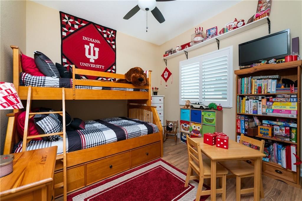 The whimsical guest bedroom.