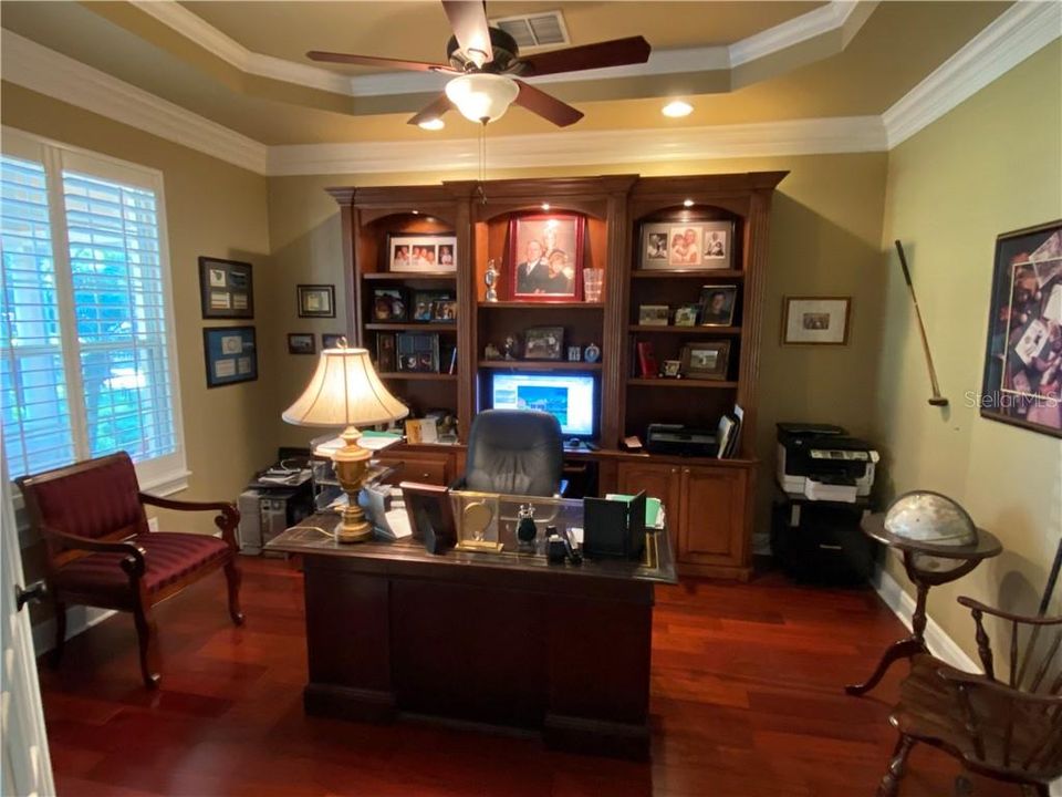 Office with built in cabinets