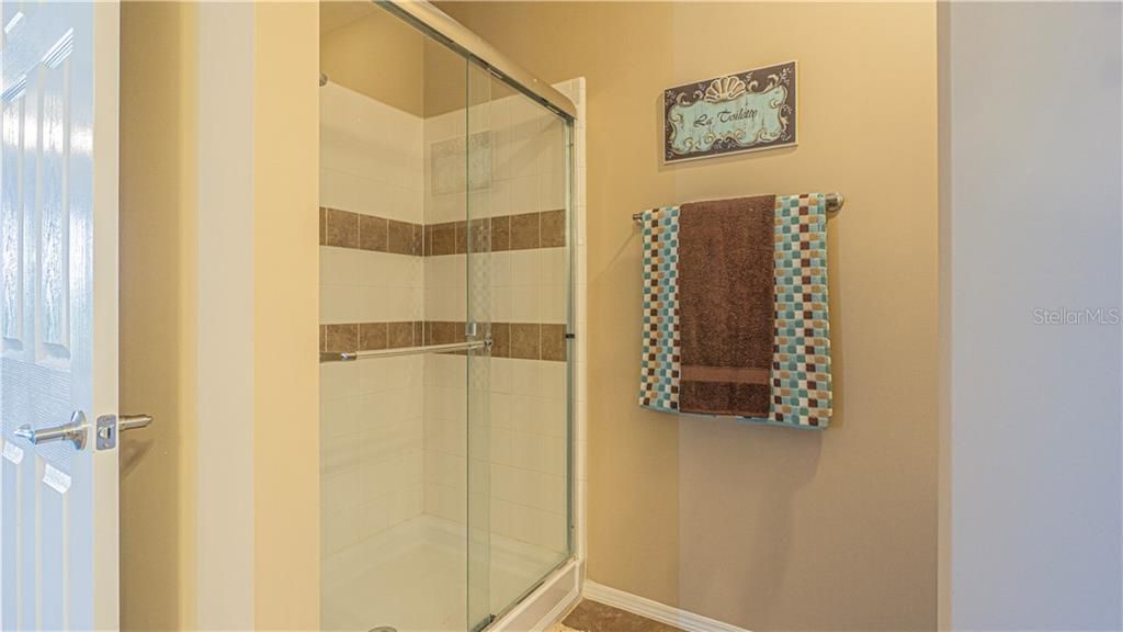 Master Bathroom shower. Combo of shower area and garden tub.