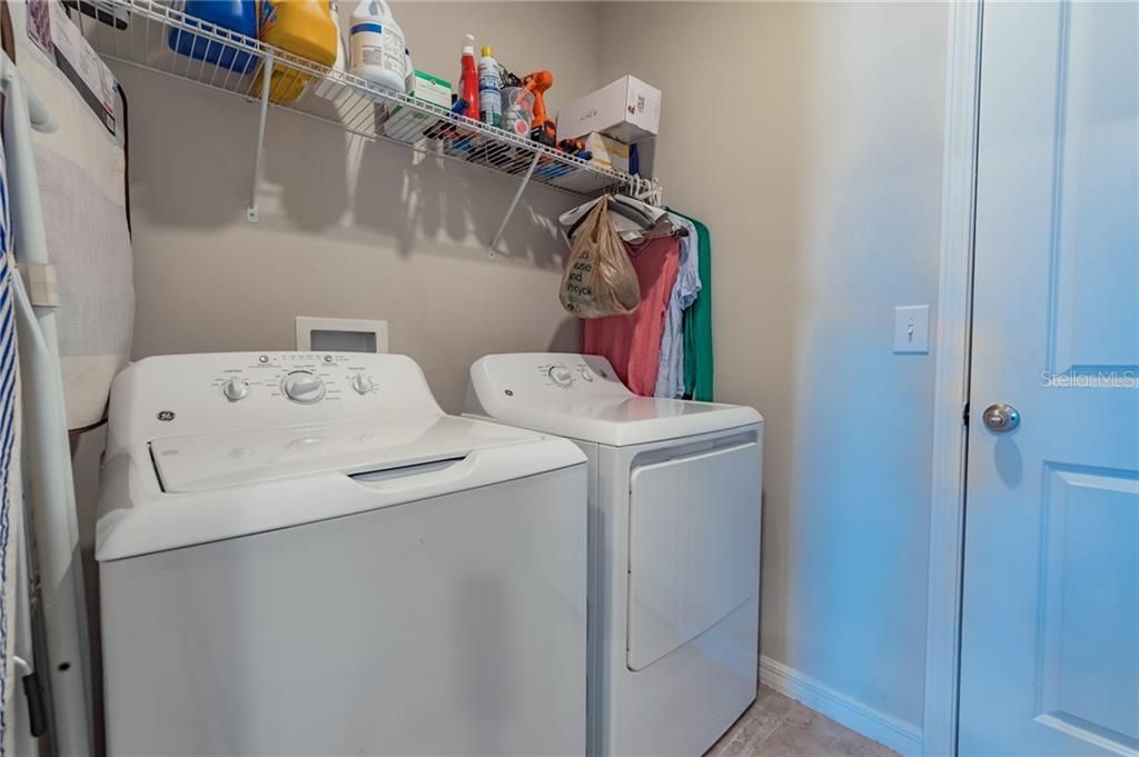 Laundry room leads to garage
