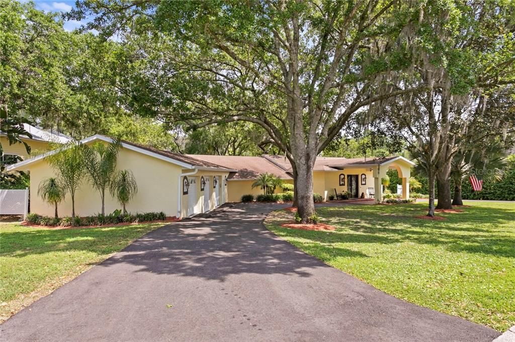 Large circular driveway provides for ample parking