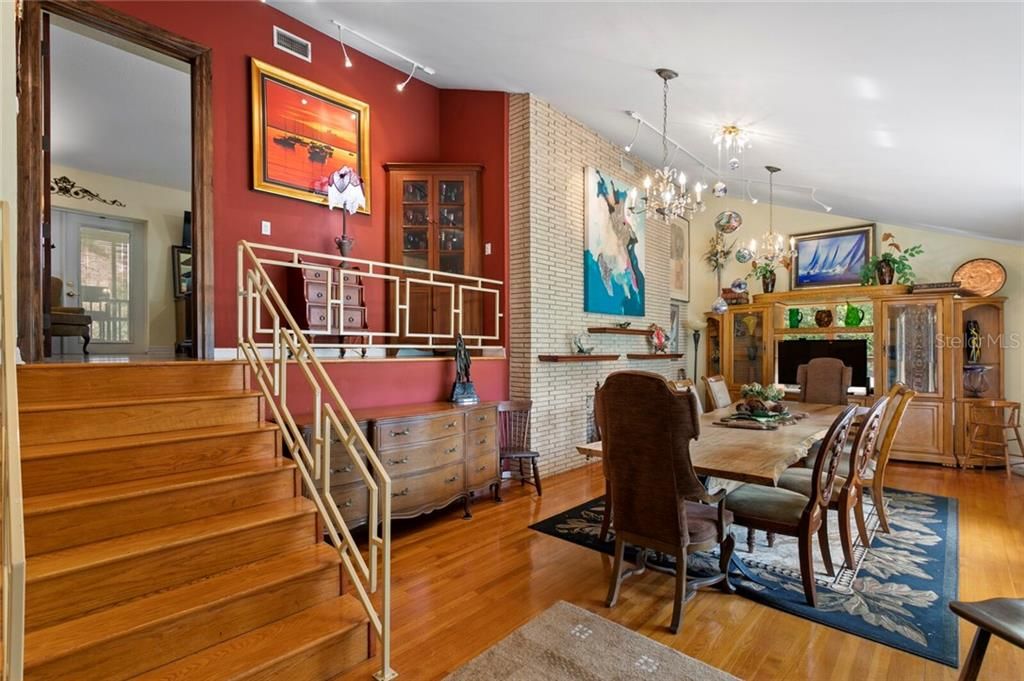 Views from the formal dining room up to the 2nd floor Master Suite