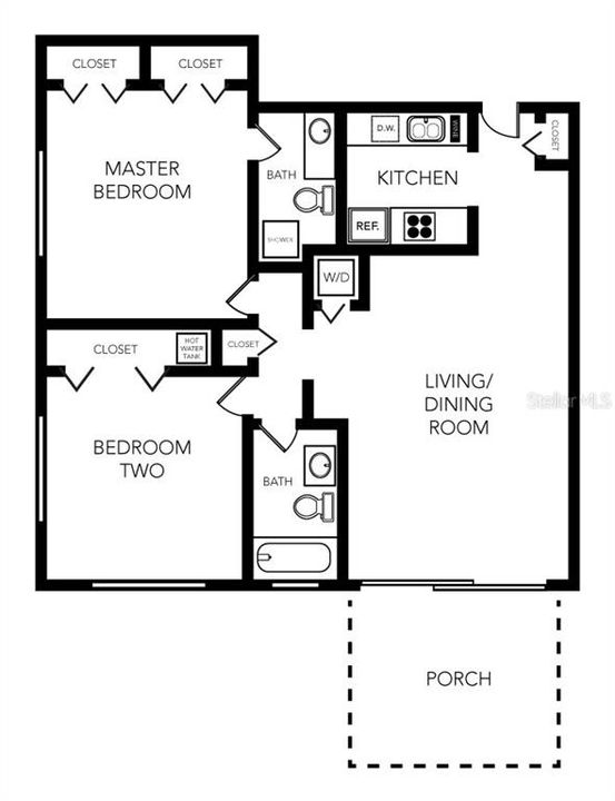 Starfish Floor Plan - second floor units DO NOT have a private porch, patio, or balcony