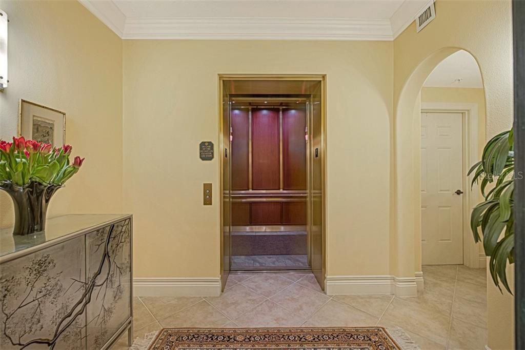 Private elevator leads to your own foyer entry