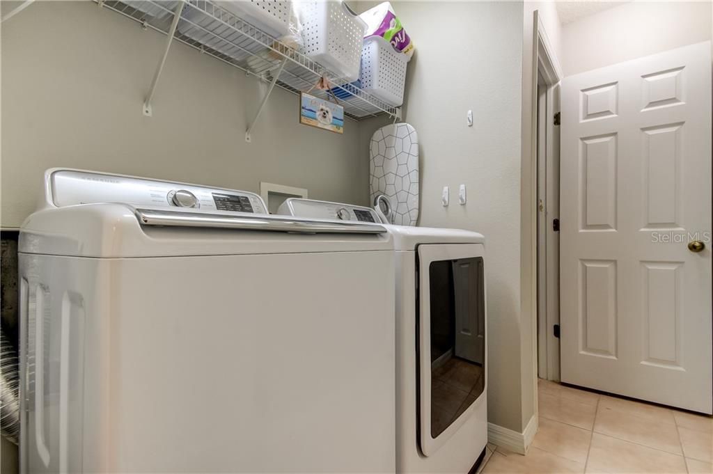 Laundry room on first floor with extra closet space