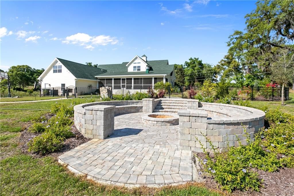 Large Custom Fire Pit with Built In Seating