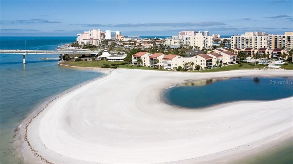 Aerial view of Clearwater Point and adjacent beach