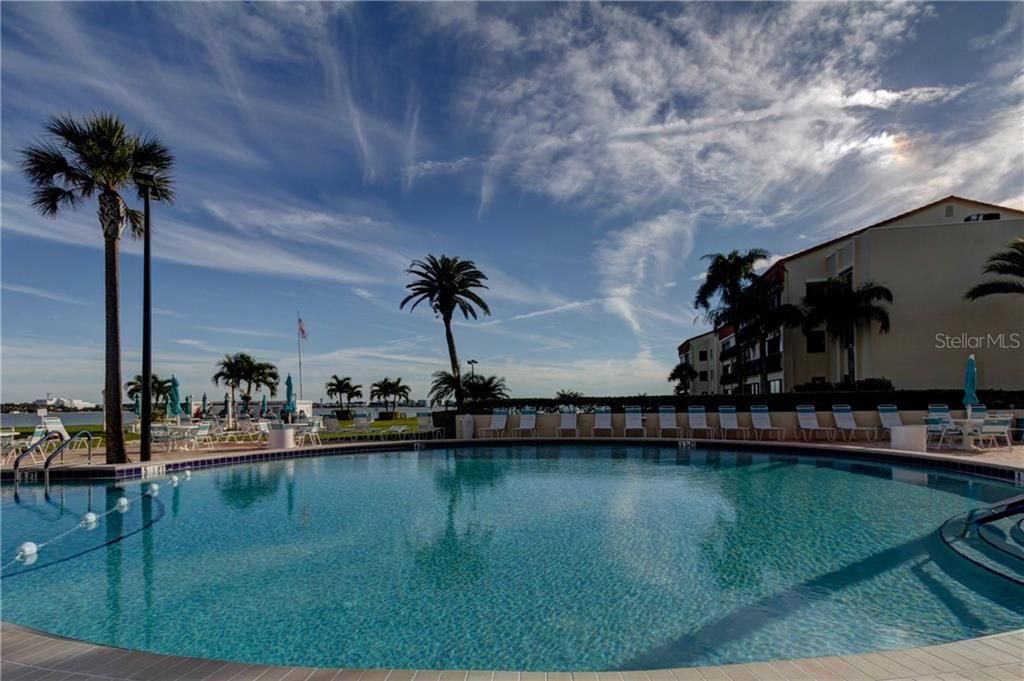 Largest of three pools at Clearwater Point.  This one is heated and can be seen from the Florida Room.