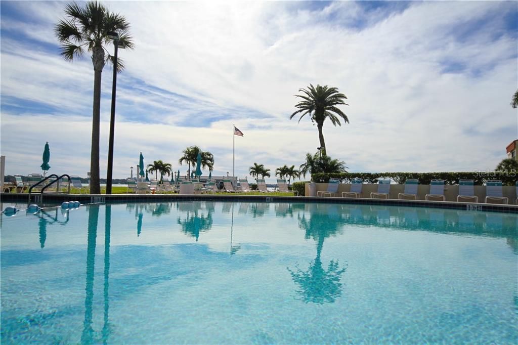 Heated Pool with view of grills and intracoastal