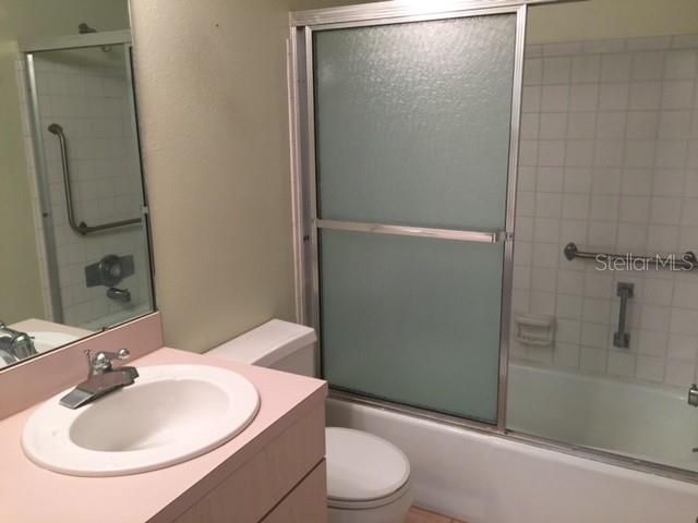 Second bathroom has tub/shower