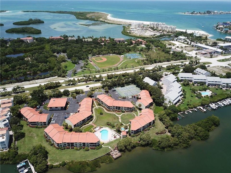 Aerial view of the Holiday Island complex on Tierra Verde