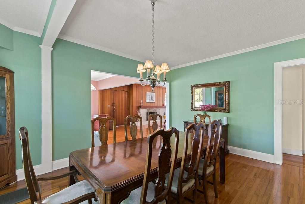 Dining room and view into formal living room.