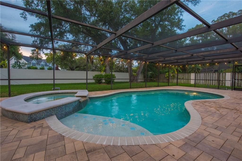 Note the solar tiles in pool that light up after sun-set