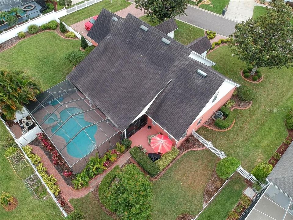 AERIAL VIEW OF NORTHEAST REAR CORNER OF HOUSE