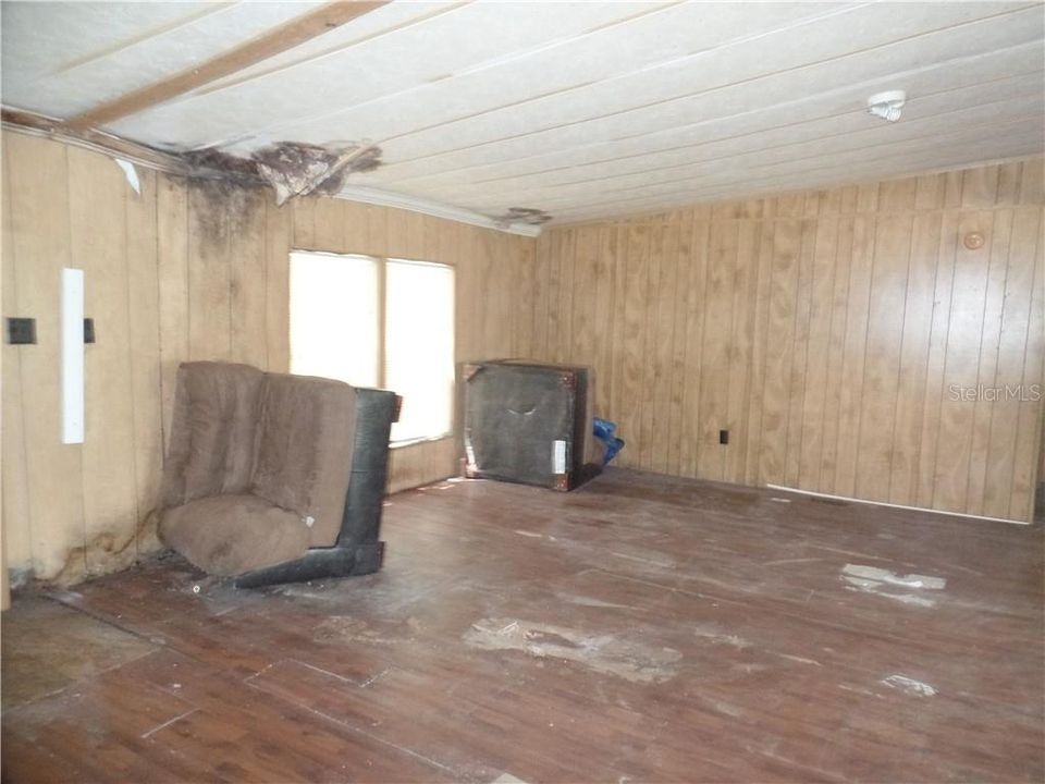Family Room shows ceiling damage
