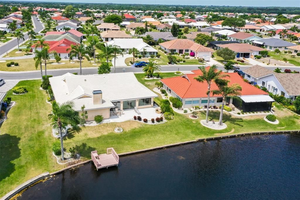 Aerial view of back of house & dock