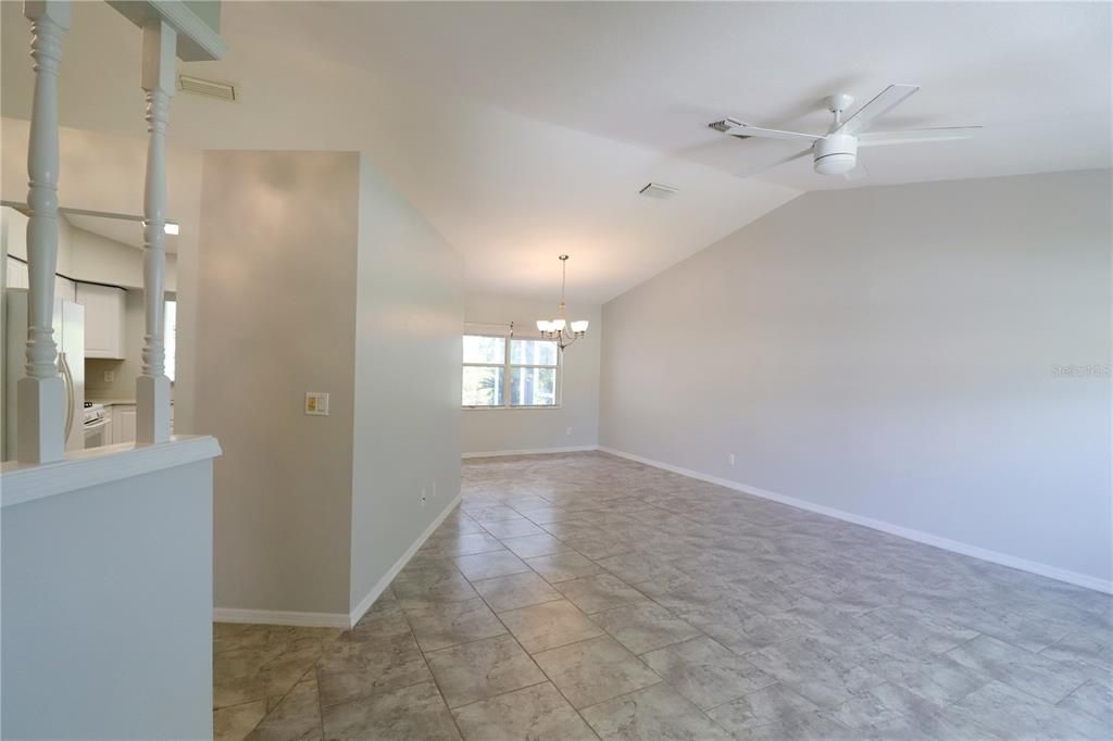 LIVING ROOM/DINING ROOM COMBO WITH CATHEDRAL CEILING