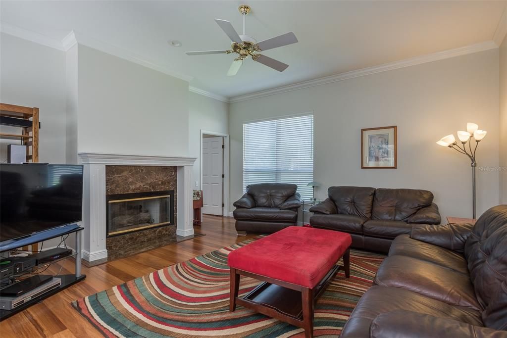 Family room with gas-powered fireplace