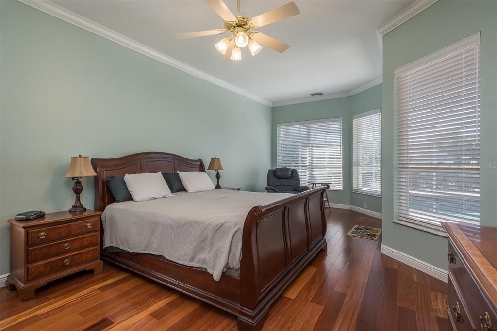 Lots of natural light in this large master bedroom, with French doors to the lanai