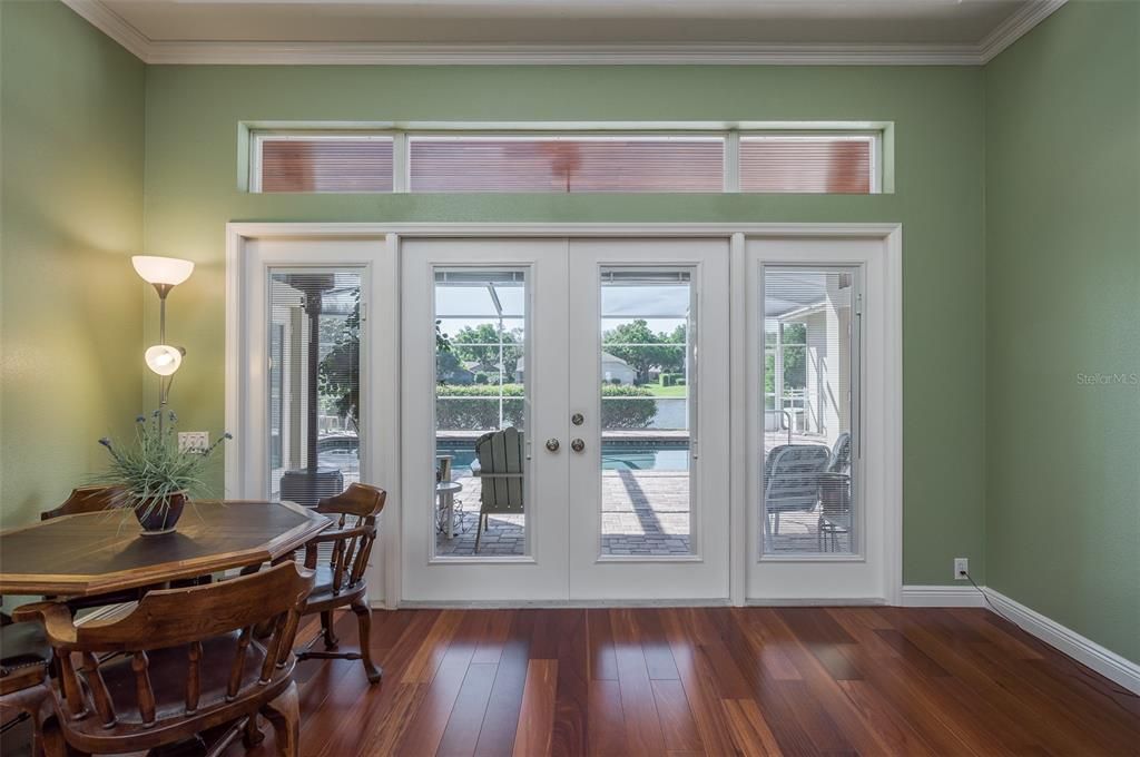 The view is stunning, and so are the doors - with in-pane blinds that slide for complete or partial privacy. Here they're all open.