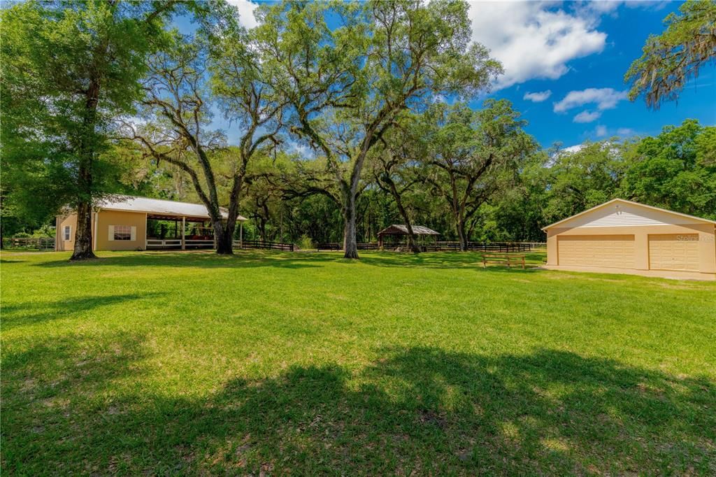 3 Car Garage, Gazebo and 3 Stall Horse Barn With Tack and Hay Room