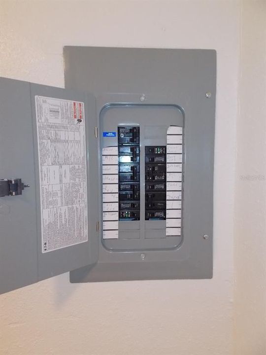 Example of electrical panel in each unit. (Tenant pays own power).