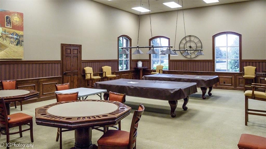 The main clubhouse's billiard and poker room get lots of use.