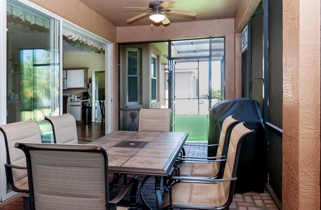 Just off the covered and screened lanai has direct access to the birdcaged pet area.