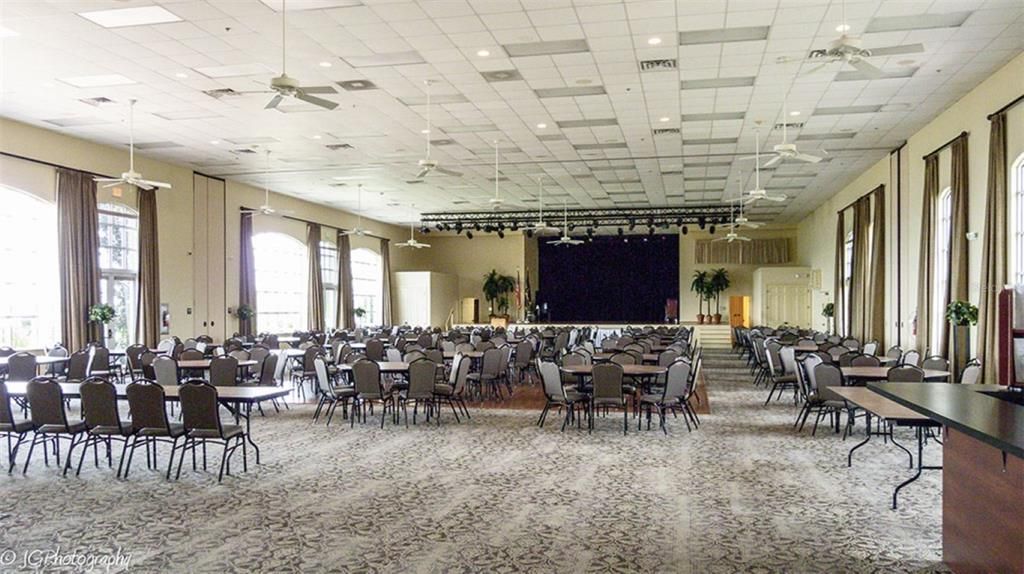The grand ballroom has a fully equipped stage for local and traveling professional entertainers perform. Many social events are held in this space.