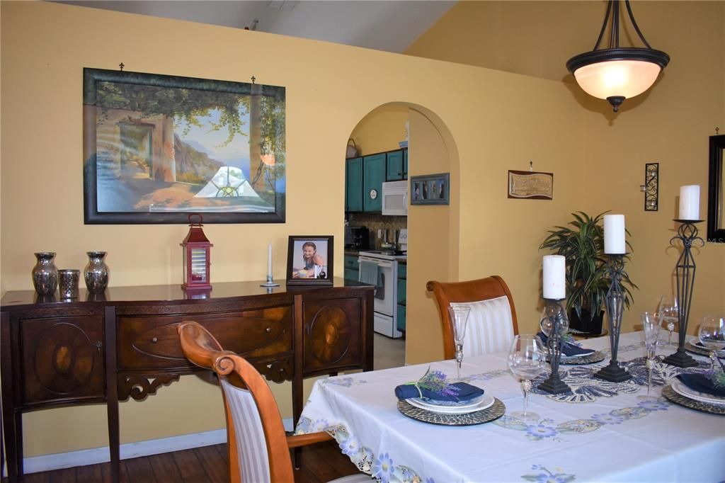 Dining room with through way to kitchen