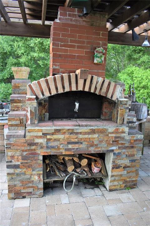 Wood burning brick pizza oven