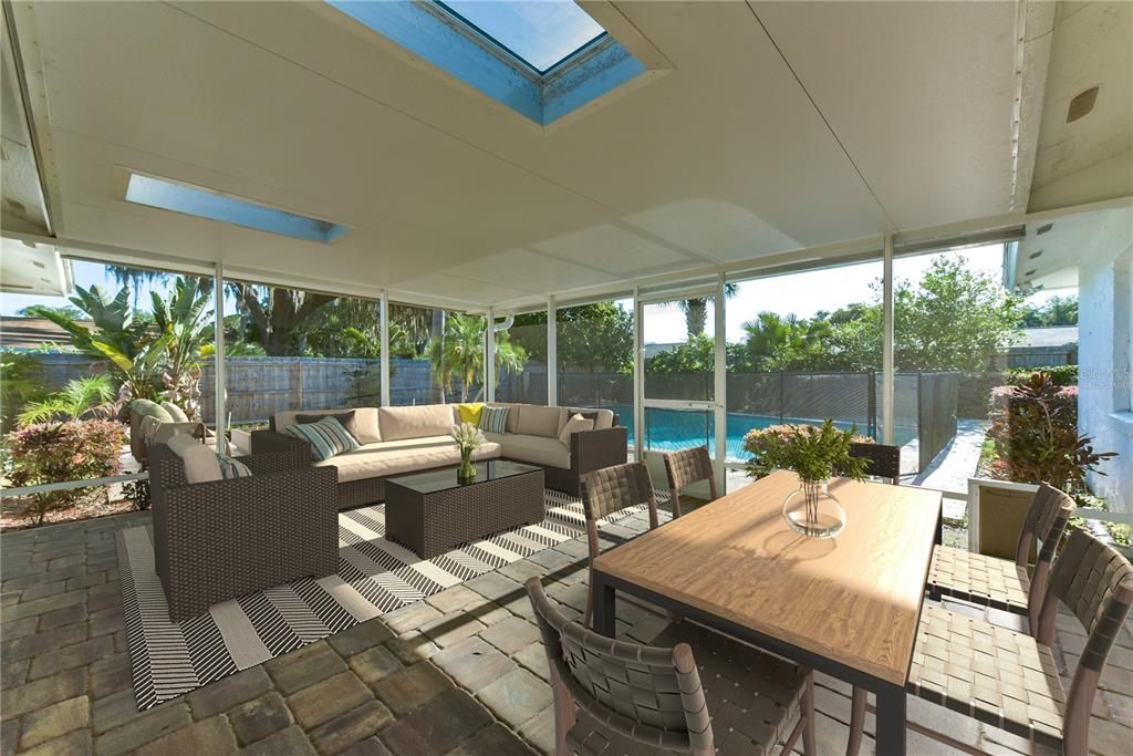 HUGE Screened patio is great to grab some shade on super hot days. Virtually staged.