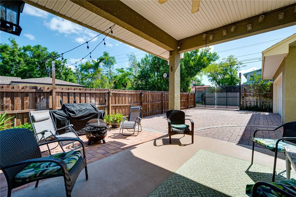 Porch/patio with privacy gate and rear alley access/