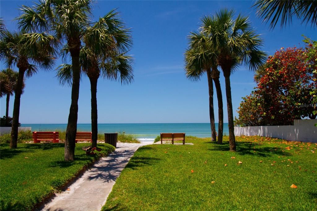 3 minute walk to your Belleair Beach resident only parking beach access, complete with benches to relax and an outdoor shower to freshen up