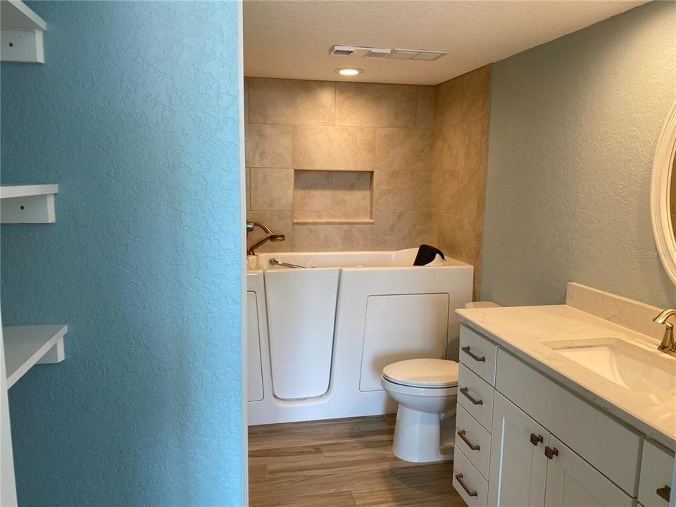 Primary bathroom with walk in tub