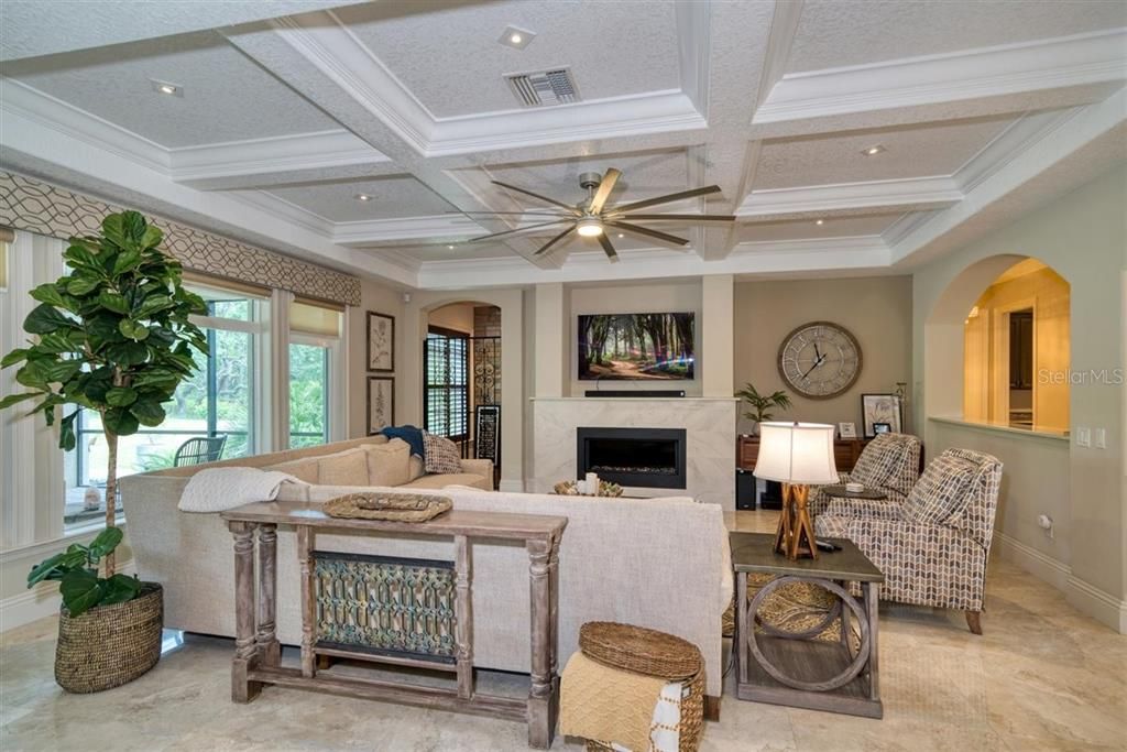 FAMILY ROOM OFF THE KITCHEN ~ NOTICE THE COFFERED CEILINGS!