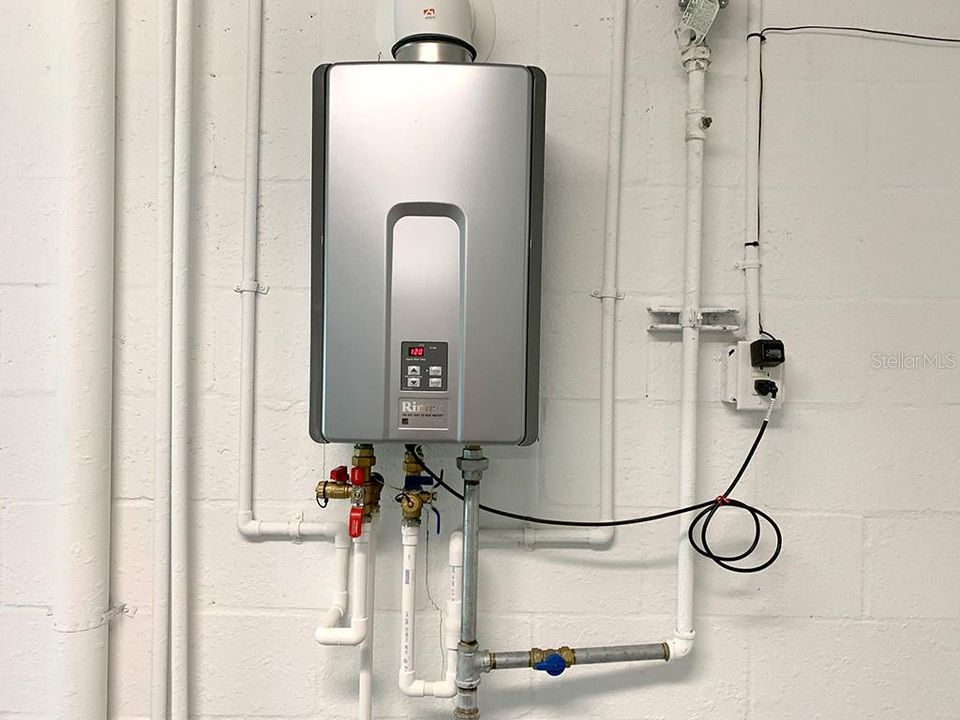 Tankless hot water heater.