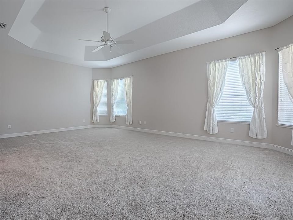 HUGE MASTERBEDROOM WITH TRAY CEILING AND LOTS OF WINDOWS FOR NATURAL LIGHT.
