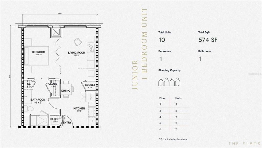 Activo con contrato: $279,400 (1 camas, 1 baños, 574 Pies cuadrados)