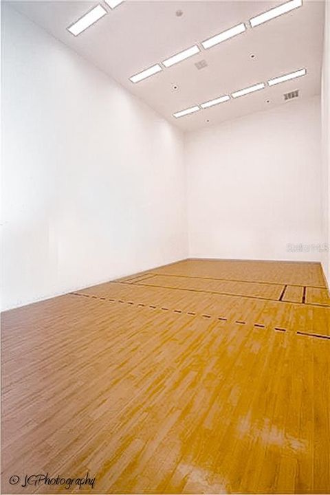 The Health and Fitness Center indoor racquetball court.