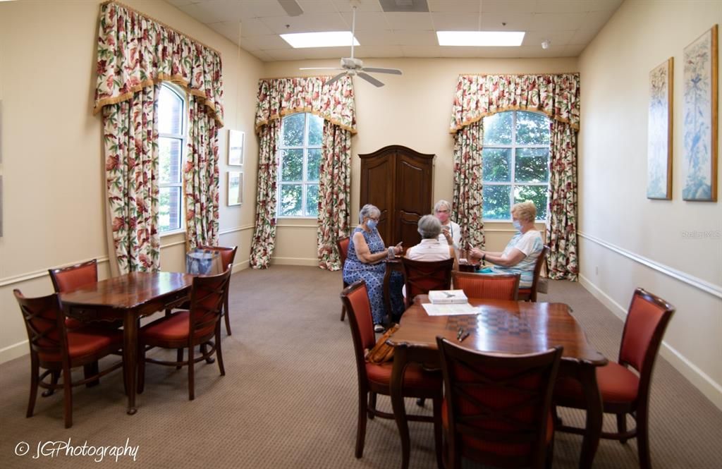 The main clubhouse board game and card room is home to a wide variety of games and events.