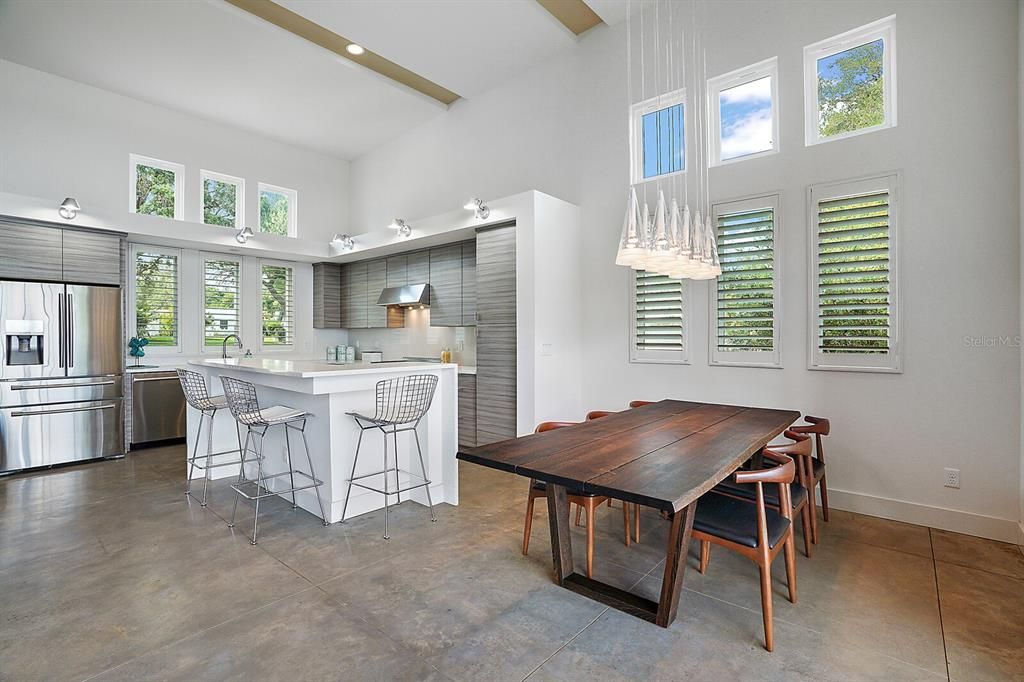 Open Kitchen and Dining Space | Concrete Polished Floors