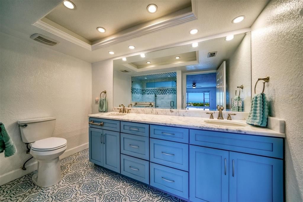 Recently renovated master bathroom offers the latest in home design detail