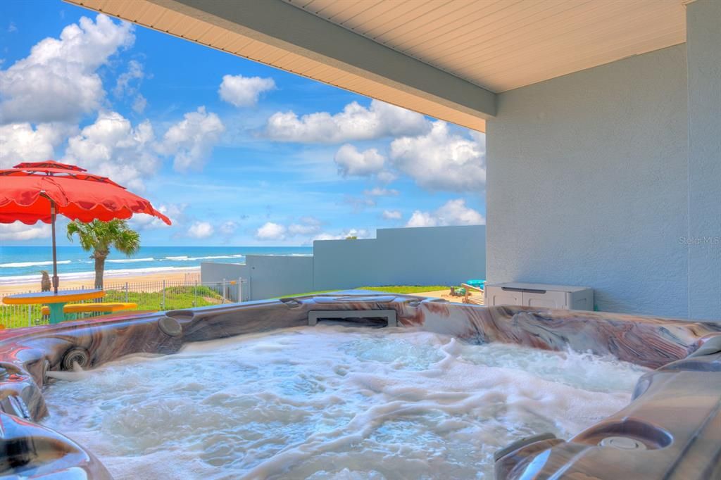 Hot tub with ocean views