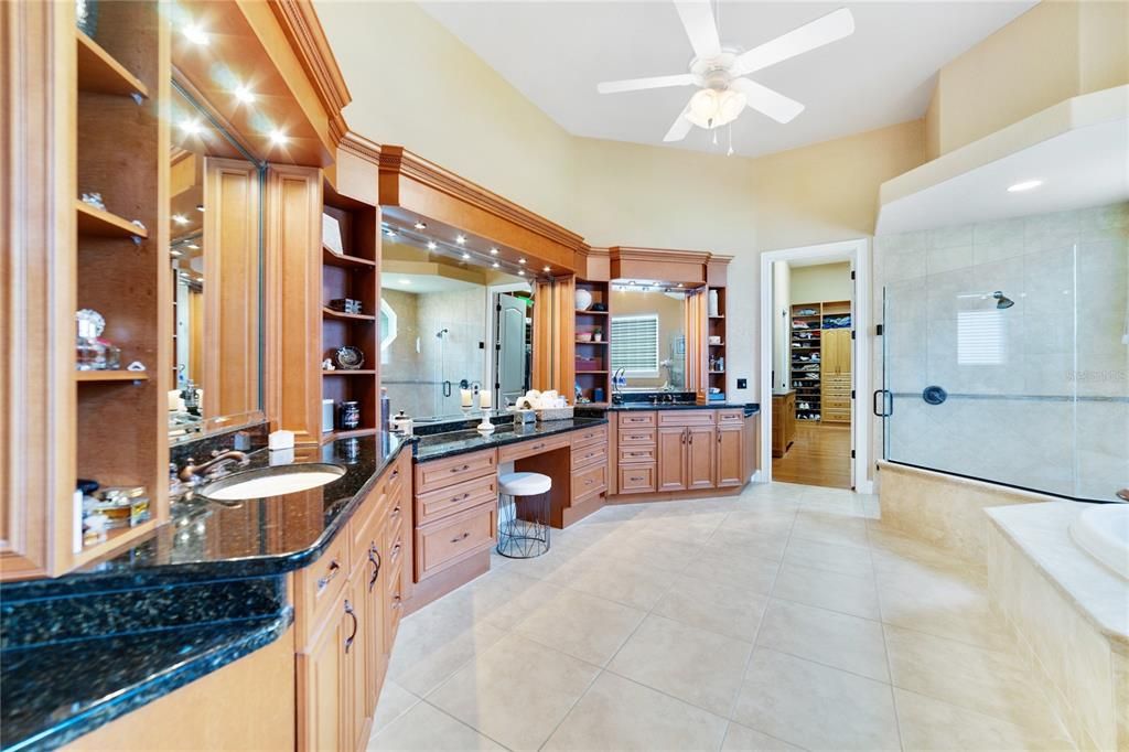 Alternate view of downstairs primary bathroom which leads into walk-in closet.