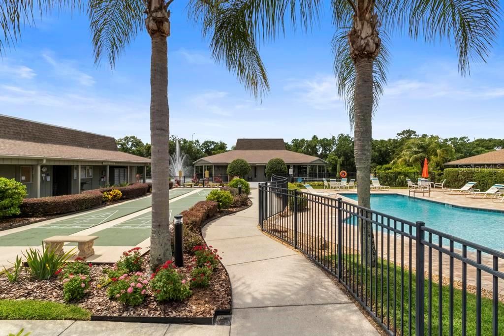 Villas by the Lake also has shuffleboard and a community pool located by the clubhouse