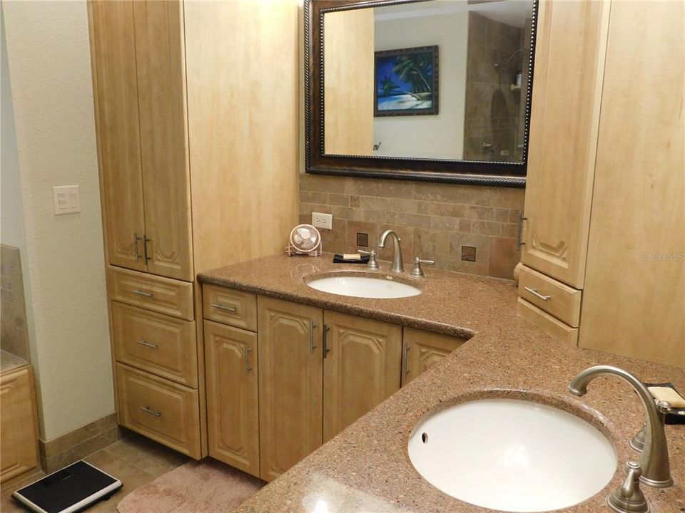 Dual sink vanity.