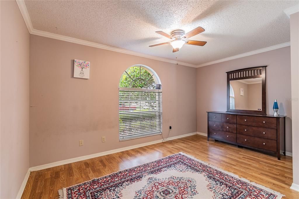 Off of the foyer is this large bedroom with walk in closet. This could easily be used as a flex space/office as well.